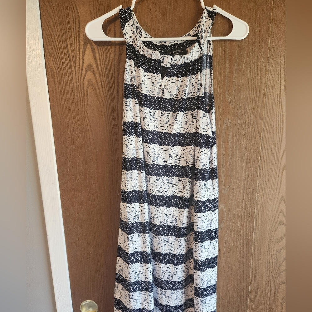 Perceptions Navy and White Striped Sleeveless Dress